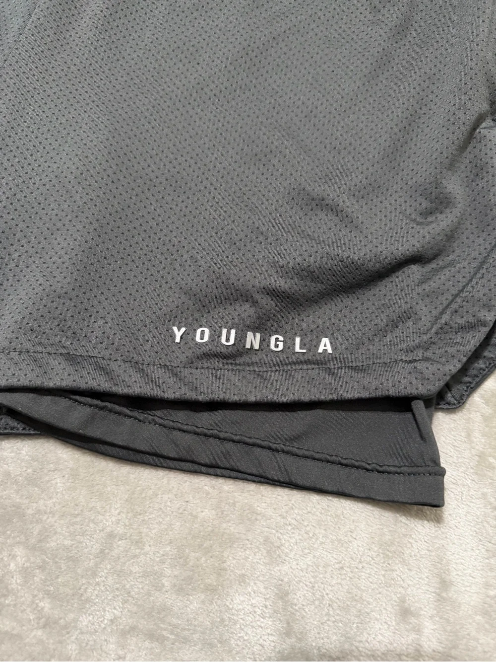 Young LA 2-in-1 Lined Running Shorts Grey Size Large